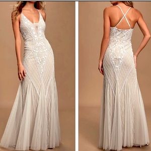 Lulu’s This I Promise You Beaded Wedding Dress XL